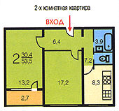 Планировка 2-к квартир серии П-55