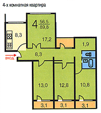 Планировка 4-к квартир серии П-55