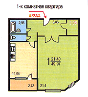 Планировка 1-к квартир серии П-55М