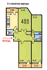 Планировка 4-к квартир серии П-55М